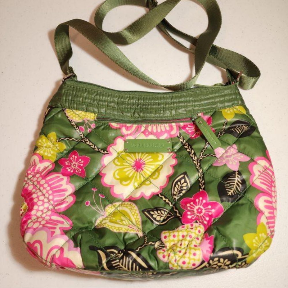 Vera Bradley Olivia Pink and Olive Green Quilted Purse